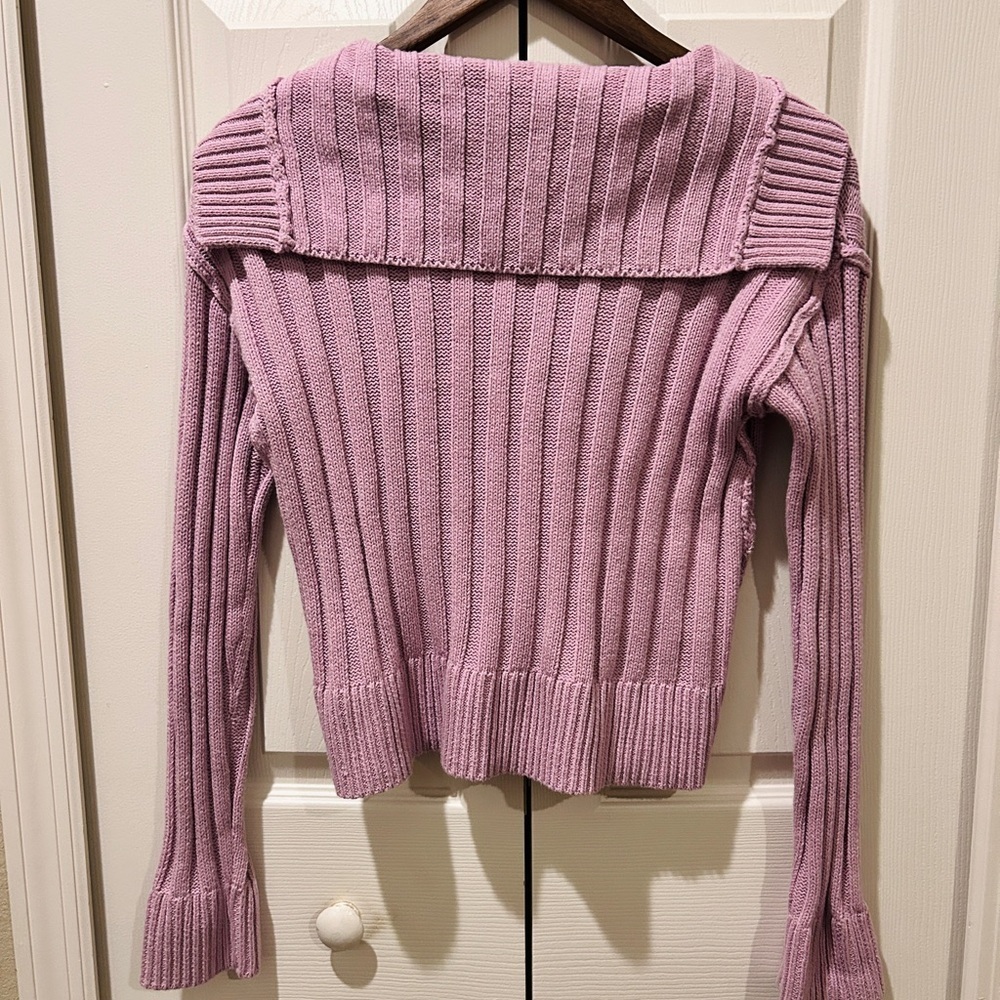 NWT XS Hippie Rose Ribbed Collared Sweater – Pink Knit Pullover NWT - Picture 8 of 13